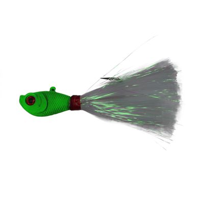 Intent Tackle Mylar Series Bucktail Jig Saltwater Fishing Lure, Fishing Jigs, Saltwater Jigs, Super Sharp Mustad Hooks, Fluke Fishing Lures (Glow, 3 oz)