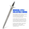 SANZ 25" Short Sword  Medieval Style Collectible Sword with Hand-Forged Damascus Steel Blade, Wire-Wrapped Handle, Steel Guard & Leather Sheath for Display, Reenactment & Cosplay Sword view 3