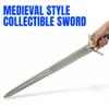 SANZ 25" Short Sword  Medieval Style Collectible Sword with Hand-Forged Damascus Steel Blade, Wire-Wrapped Handle, Steel Guard & Leather Sheath for Display, Reenactment & Cosplay Sword view 4