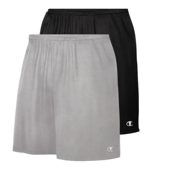 Champion Gym Shorts Men Big and Tall - 2 Pack Performance Dry Fit Running Shorts Black/Silver
