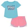 Under Armour Baby Girls' 2-piece Short Sleeve Tee and Shorts Set, Lightweight and Comfortable, Sky Dance Blue, 3/6M view 1
