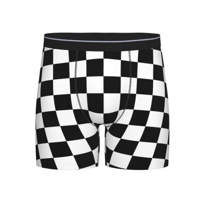 ACTYDER Black White Race Checkered Flag Men's Boxer Briefs, Mens Trunks Underwear Wicking-Breathable Underpants Large