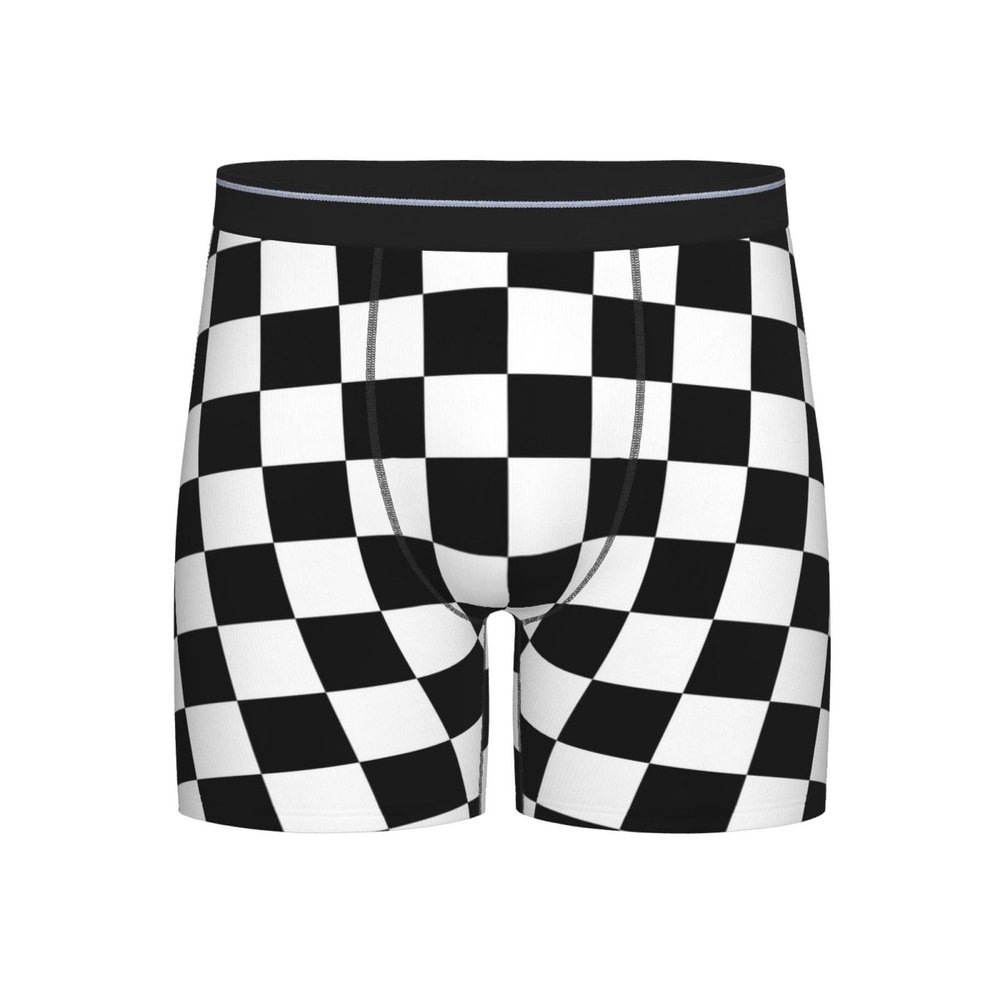 ACTYDER Black White Race Checkered Flag Men's Boxer Briefs, Mens Trunks Underwear Wicking-Breathable Underpants Large
