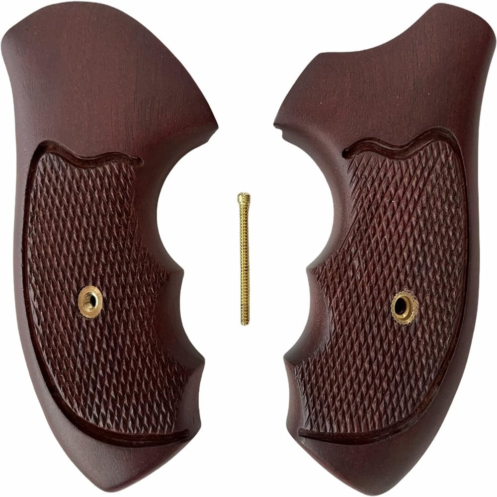 BMPL Rossi Small Frame Round Butt Grips R352 R461 R462 Six Shot Revolver Chambered in .38 Special or .357 Magnum, Wooden, Brown