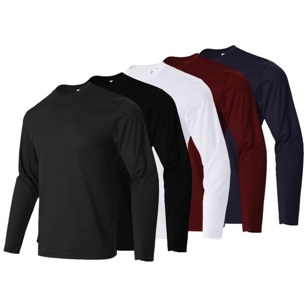 Gary Com Men Long Sleeve T-Shirts Pack Quick Dry Athletic Running Activewear Workout Tee Shirts for Men Crew Neck Tops