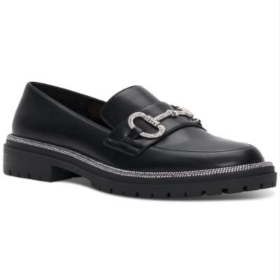 INC Womens Brinnia Dressy Faux Leather Loafers Black 6 Medium (B,M)