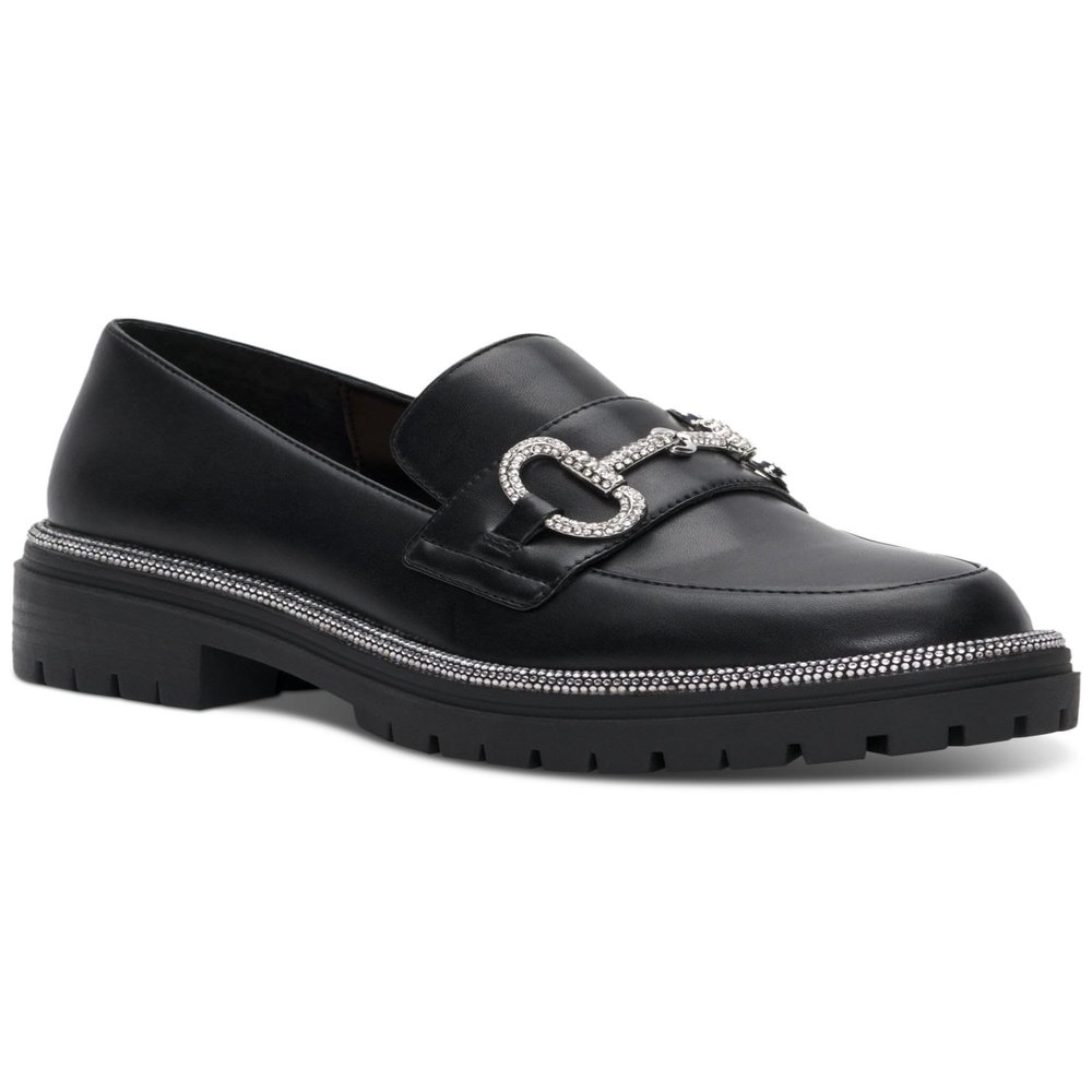 INC Womens Brinnia Dressy Faux Leather Loafers Black 6 Medium (B,M)