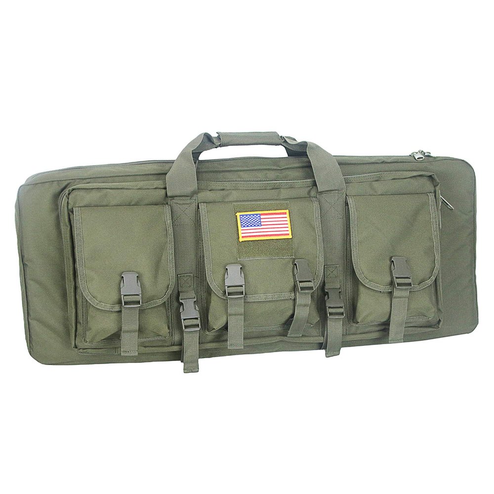 32 Inch Tactical Double Long Gun Bag Case Backpack w/Pistol Handgun Case,Lockable Zipper Padded Side Carry Strap for Shooting Range Sports Storage and Transport Hunting