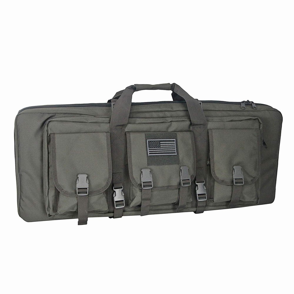 32 Inch Tactical Double Long Gun Bag Case Backpack w/Pistol Handgun Case,Lockable Zipper Padded Side Carry Strap for Shooting Range Sports Storage and Transport Hunting