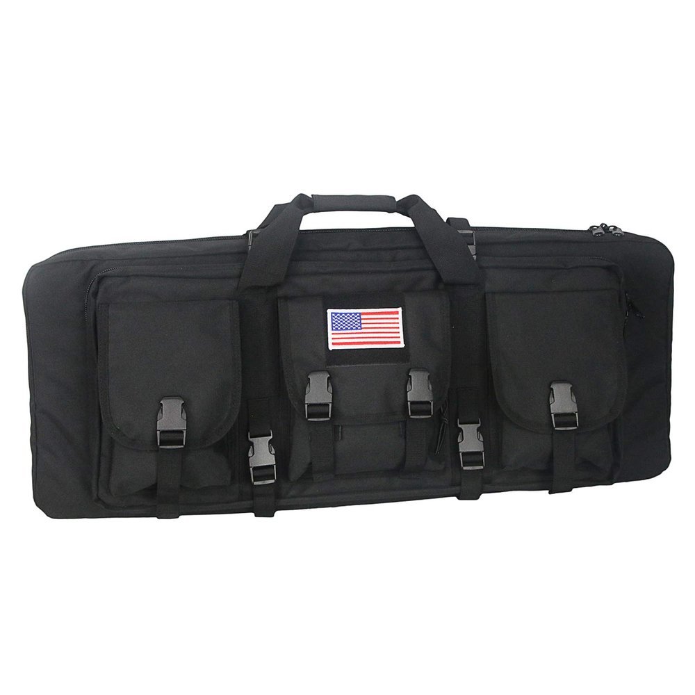 32 Inch Tactical Double Long Gun Bag Case Backpack w/Pistol Handgun Case,Lockable Zipper Padded Side Carry Strap for Shooting Range Sports Storage and Transport Hunting