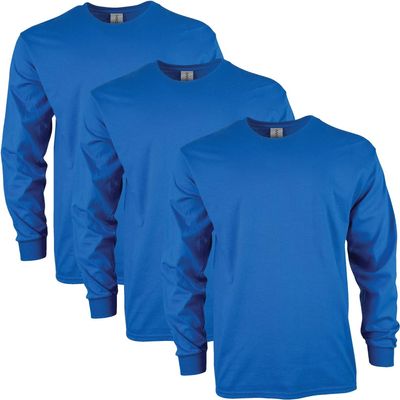 Adult Ultra Cotton Long-Sleeve T-Shirt, Royal, XL (3-Pack)