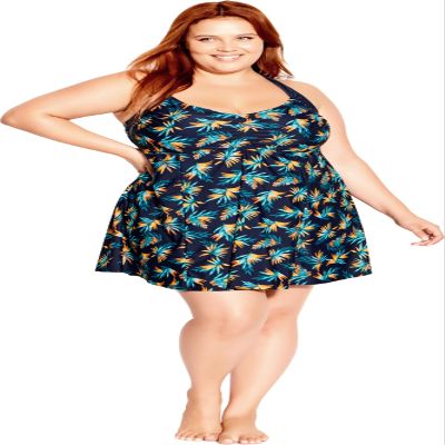 EVANS Women's Halter Back Print Swim Dress, ALVA