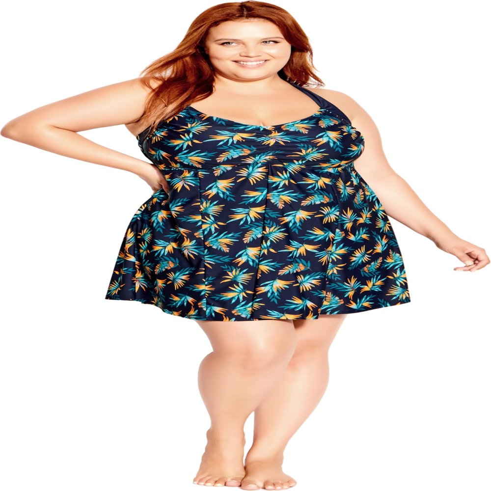 EVANS Women's Halter Back Print Swim Dress, ALVA
