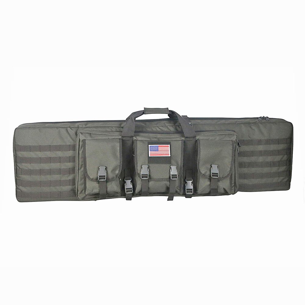 48 Inch Tactical Double Long Gun Bag Case Backpack w/Pistol Handgun Case,Lockable Zipper Padded Side Carry Strap for Shooting Range Sports Storage and Transport Hunting