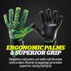 Storelli Electric Goalkeeper Gloves, High-Impact Hand Protection with 5 Removable Finger Spines, German Contact Latex, Wrist Strap, Extended Cuff, Youth & Adults, Unisex, 1 Pair, Green Camo, Size 10 view 3