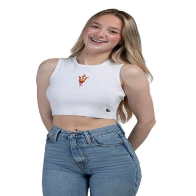 Hype & Vice Cut-Off Tank for Women (Medium) - Arizona State University Top for Women, Cropped Fit Tank, College Shirts for Game Days - White
