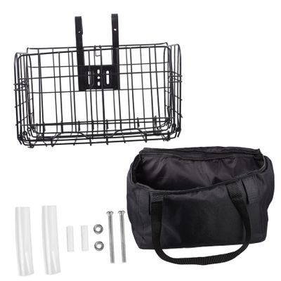 2pcs Detachable Mountain Bike Front Basket with Capacity Canvas Bag Convenient Folding Bicycle Storage for Groceries School Supplies and More