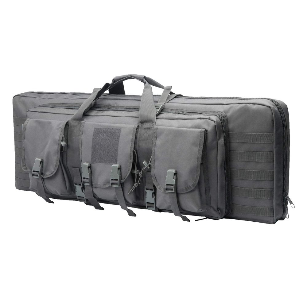 42 Inch Tactical Double Long Gun Bag Case Backpack w/Pistol Handgun Case,Lockable Zipper Padded Side Carry Strap for Shooting Range Sports Storage and Transport Hunting