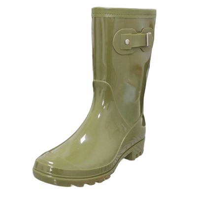 Fubotao Women's Mid Calf Rain Boots Waterproof Fashion Garden Shoes Anti-slipping Rainboots For Women Comfortable Insole Light Rain Shoes
