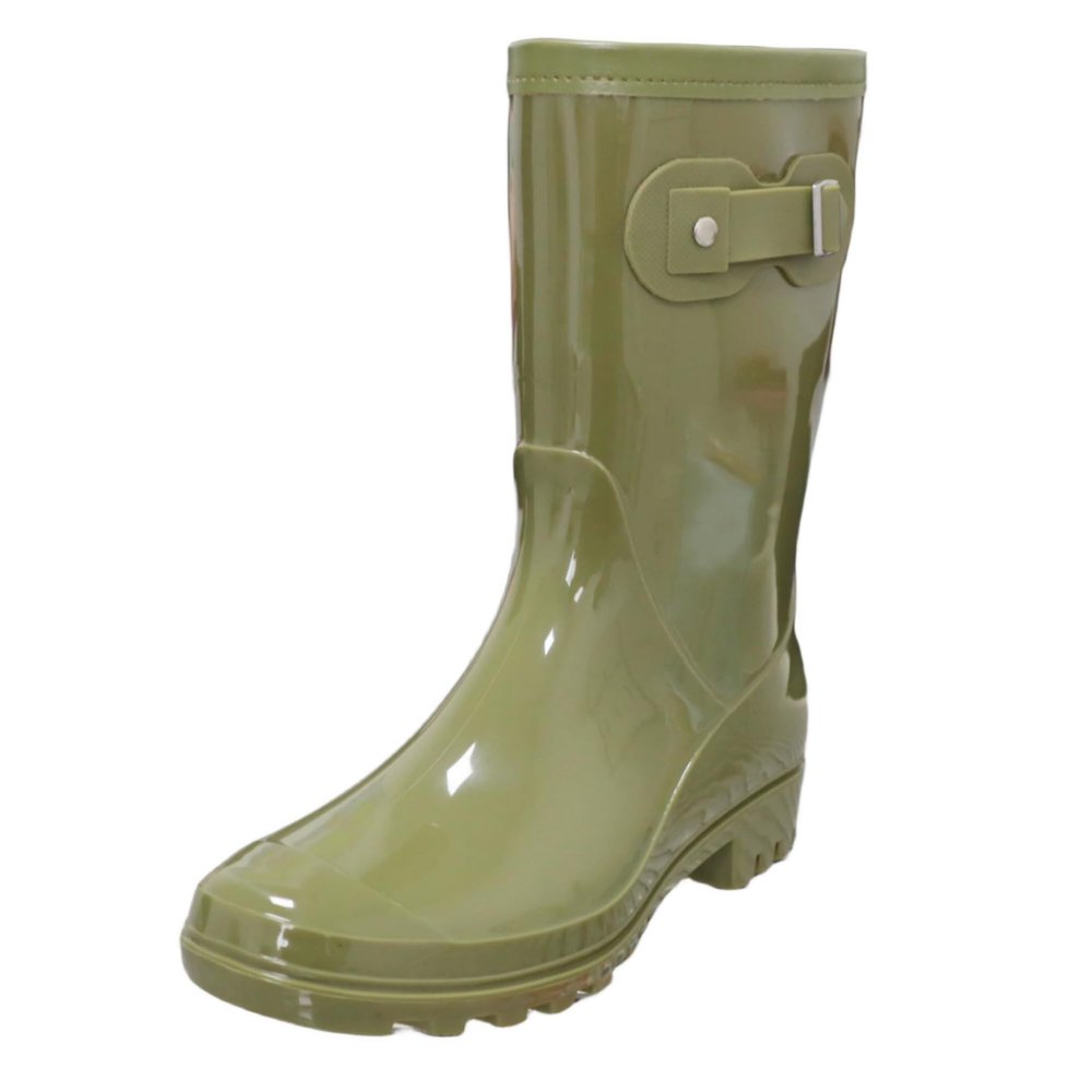 Fubotao Women's Mid Calf Rain Boots Waterproof Fashion Garden Shoes Anti-slipping Rainboots For Women Comfortable Insole Light Rain Shoes
