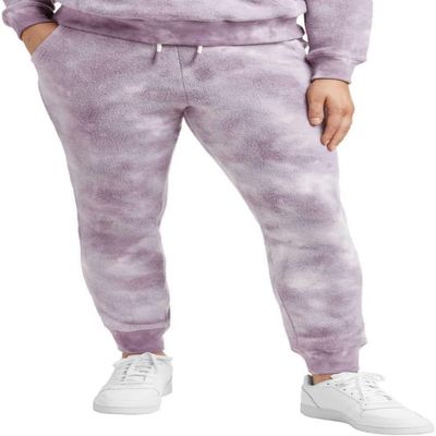 Member's Mark Women's Soft Classic Fit Reverse Fleece Jogger Sweatpants Purple Tie Dye M