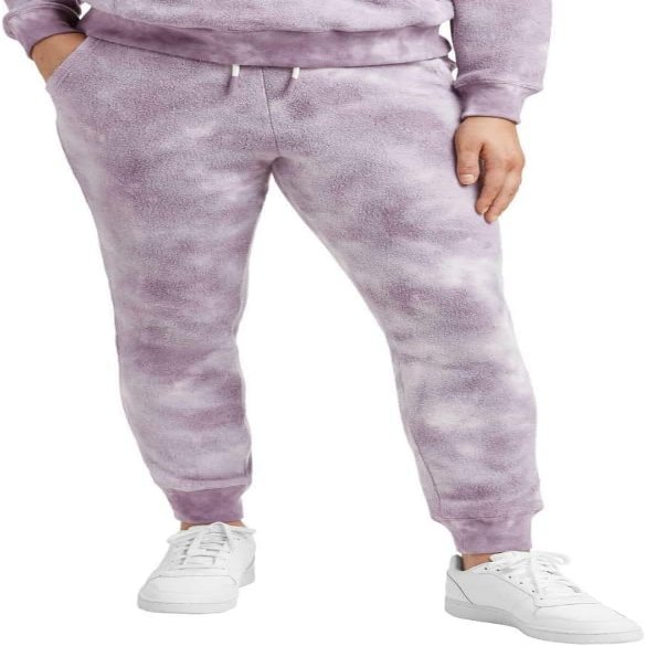Member's Mark Women's Soft Classic Fit Reverse Fleece Jogger Sweatpants Purple Tie Dye M