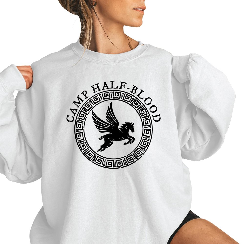 Unisex Camp Half Blood Sweatshirt (XXL, White (Black Design))