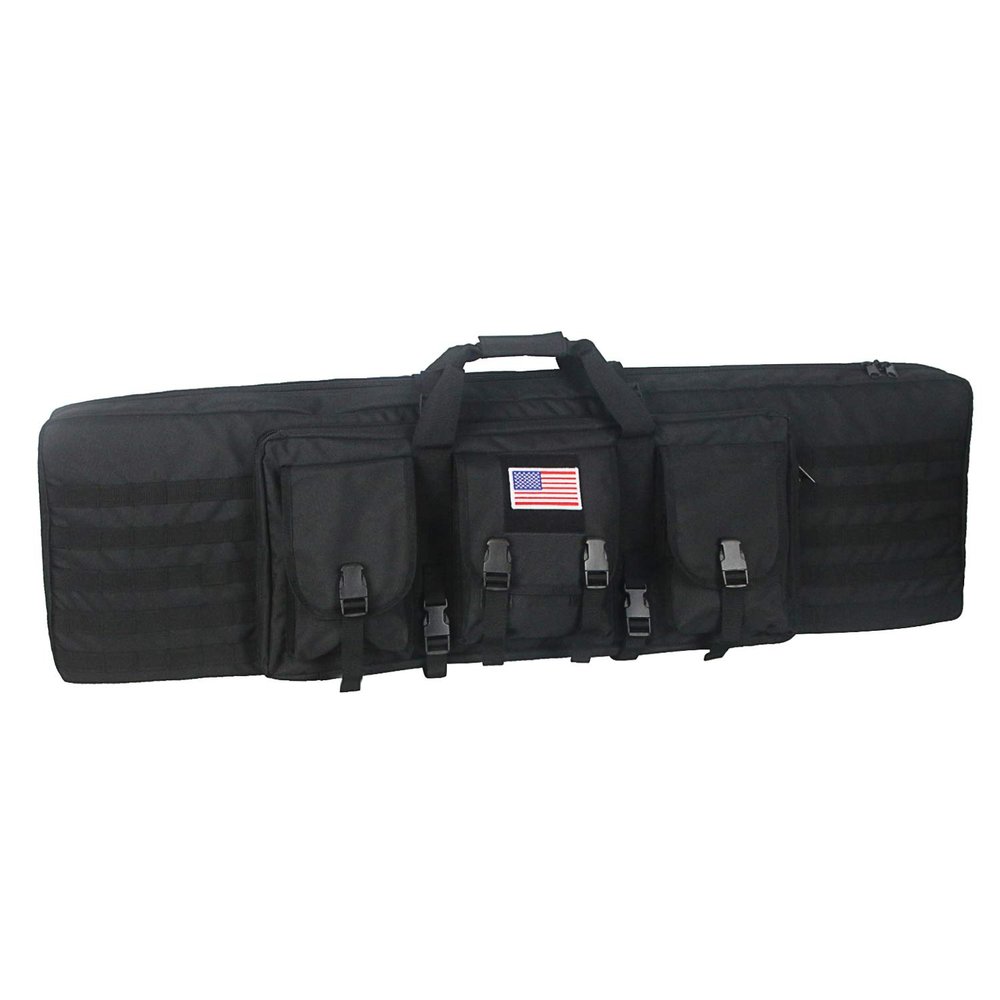HYKING 48 Inch Tactical Double Long Gun Bag Case Backpack w/Pistol Handgun Case,Lockable Zipper Padded Side Carry Strap for Shooting Range Sports Storage and Transport Hunting