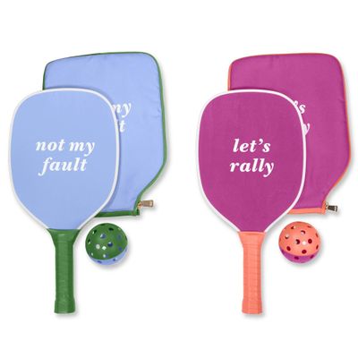 Kate Spade New York Let's Rally Blue and Pink Pickleball Set Including 2 Paddles, 2 Paddle Covers, and 2 Pickleball Balls Two Tone, Let's Rally