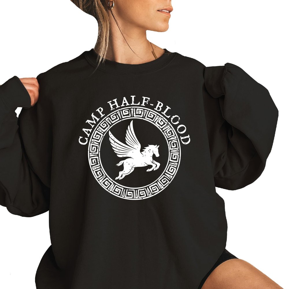 Unisex Camp Half Blood Sweatshirt (XXL, Black (White Design))