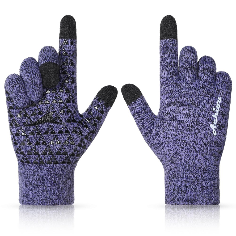 Achiou Winter Gloves, Glove for Men Women, Upgraded Touch Screen Texting Warm Running with Thermal Soft Knit Lining