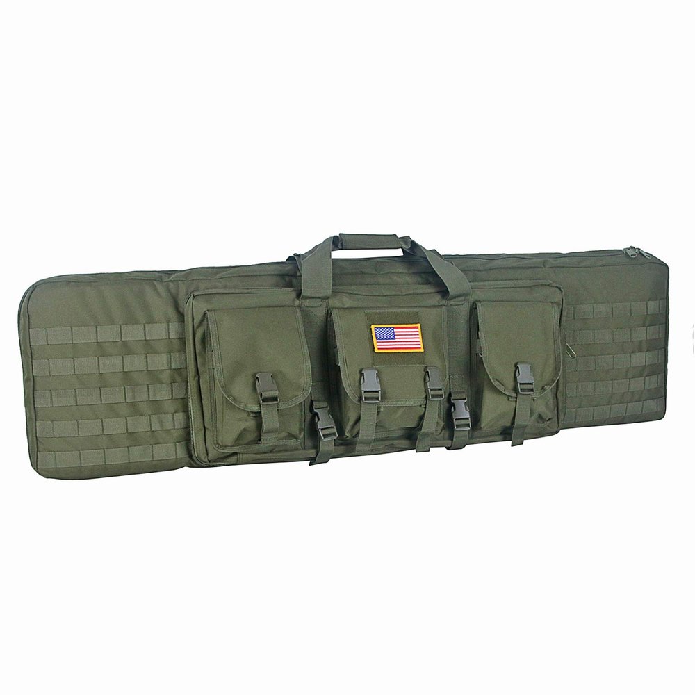 HYKING 48 Inch Tactical Double Long Gun Bag Case Backpack w/Pistol Handgun Case,Lockable Zipper Padded Side Carry Strap for Shooting Range Sports Storage and Transport Hunting