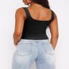 Zeagoo Women's Square Neck Sleeveless Double Layer Going Out Crop Tank Tops Black view 3
