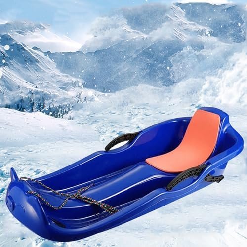 Plastic Snow Sled -Two-Person Padded Sledges, Frost-Resistant and Wear-Resistant Sledges, Sledges with Backrests, Two-Handle Children's Sledges