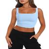 Zeagoo Workout Tank Tops for Women Sexy Square Neck Double Layer Casual Sleeveless Crop Tank Top Light Blue view 1