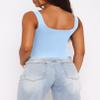 Zeagoo Workout Tank Tops for Women Sexy Square Neck Double Layer Casual Sleeveless Crop Tank Top Light Blue view 3