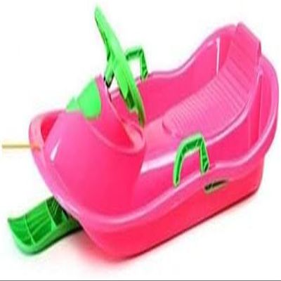 Plastic Snow Sled -Double Thickened Sled, Children's Sled with Steering Wheel, Sled with Brake Handrail