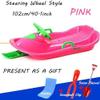 Plastic Snow Sled -Double Thickened Sled, Children's Sled with Steering Wheel, Sled with Brake Handrail view 2