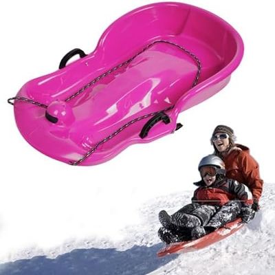 Children's Sledge, Thickened Double Sledge, Sledge with Backrest, Sledge with Brake Pull Rope