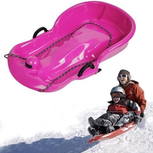 Children's Sledge, Thickened Double Sledge, Sledge with Backrest, Sledge with Brake Pull Rope