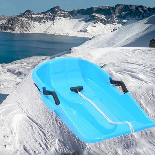 Plastic Snow Sled -Children's Sledges, Winter Snow Sledges, Thick Wear-Resistant Sledges, Sledges with Brakes and Pull Ropes