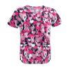 Womens Plus Size Scrub Tops Scrub Tops Women Print Nurse Uniforms for Women Short Sleeve V-Neck Tops with Pockets view 1