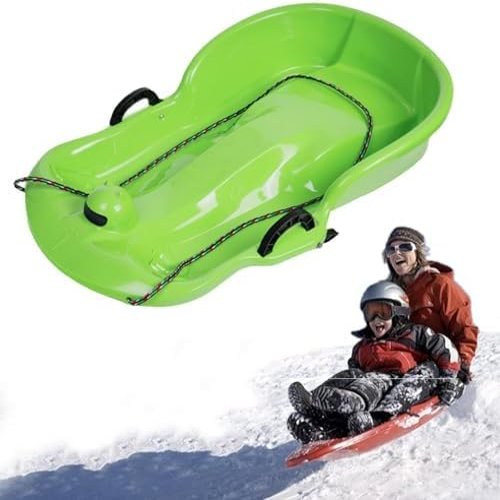 Children's Sledge, Thickened Double Sledge, Sledge with Backrest, Sledge with Brake Pull Rope