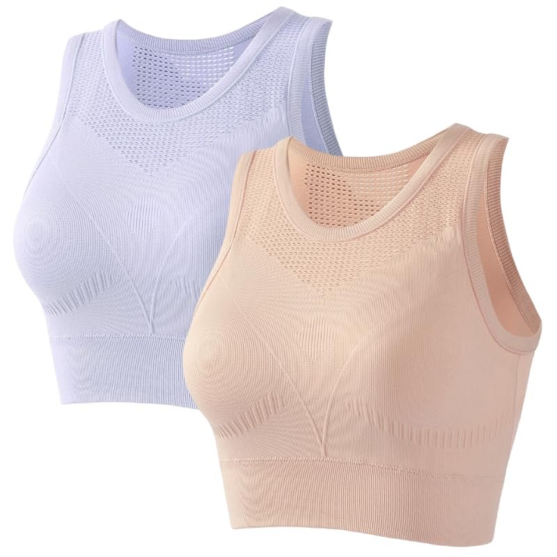 Women's Sports Bras,Women's Medium Support Cross Breathable mesh Back Removable Cup Yoga Sports Bra (Style B,M)