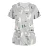 Black Scrub Tops for Women Valentine's Day Woman Short Sleeve Long Business Fashion Print with Pockets Cotton Comfort Loose Asymmetric Neckline Pink view 1