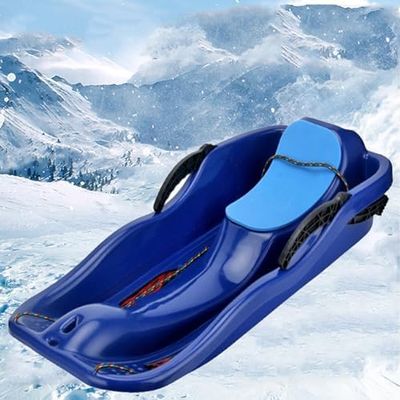 Children's Sledge, Thickened Double Sledge, Sledge with Backrest, Multi-Coloured Plastic Sledge