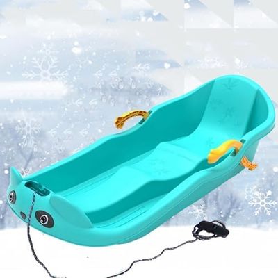 Plastic Snow Sled -Two-Handle Children's Sledges, Two-Person, Two-Seater Thickened Sledges, Frost-Resistant and Wear-Resistant Sledges, Sledges with Pull Ropes