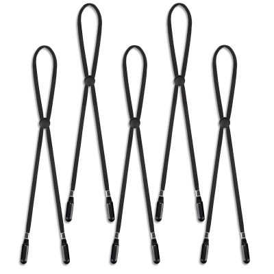 5 Pcs Adjustable Hat Strap Clips - Elastic Removable Chin Cord, Windproof Anti-Lost Cap Strap for Golfing, Boating, Fishing - Outdoor Black