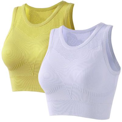 Women's Sports Bras,Women's Medium Support Cross Breathable mesh Back Removable Cup Yoga Sports Bra (Style F,L)
