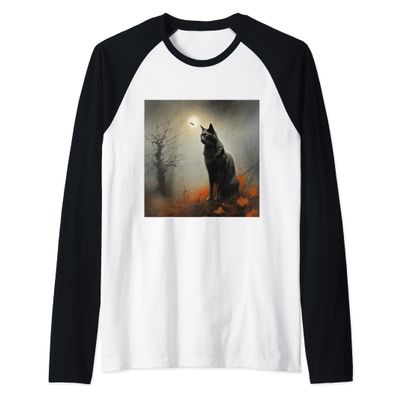 Demonic Cat Sinister Feline Ominous Kitty Demon Cat Design Raglan Baseball Tee